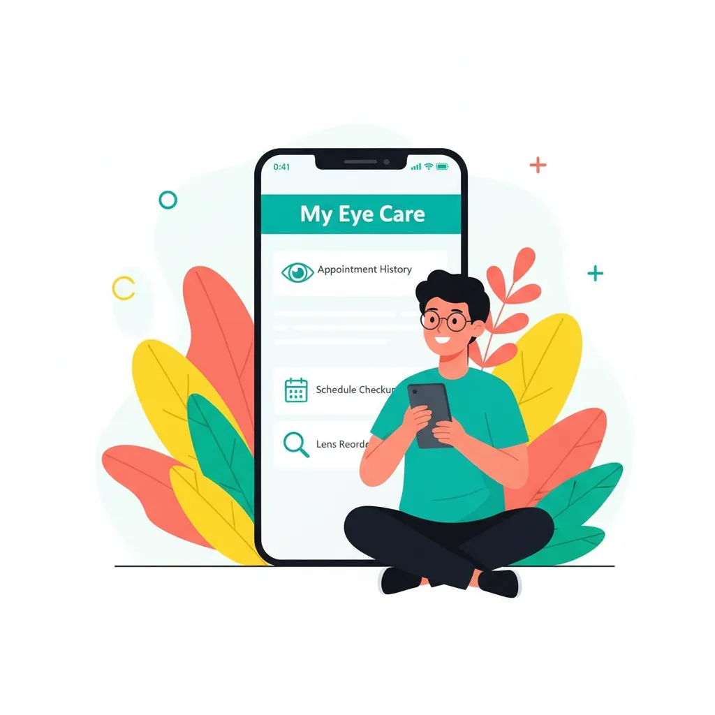 Patient happily using healthcare mobile app